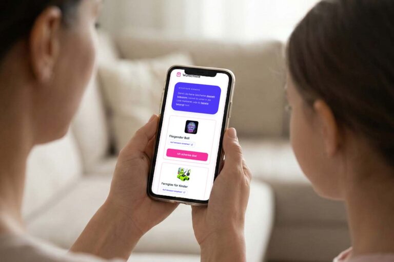 Digitale Wunschliste für einen Kindergeburtstag mit der Einladino App auf dem Smartphone
